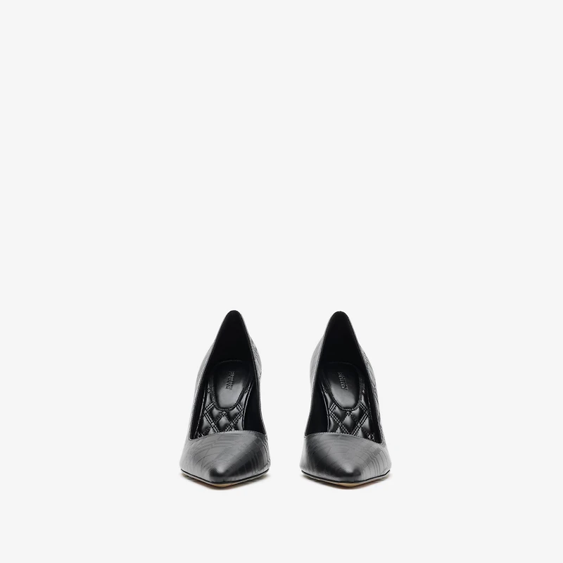 Check Leather Dame High Pumps in Black - Women | Burberry® Official