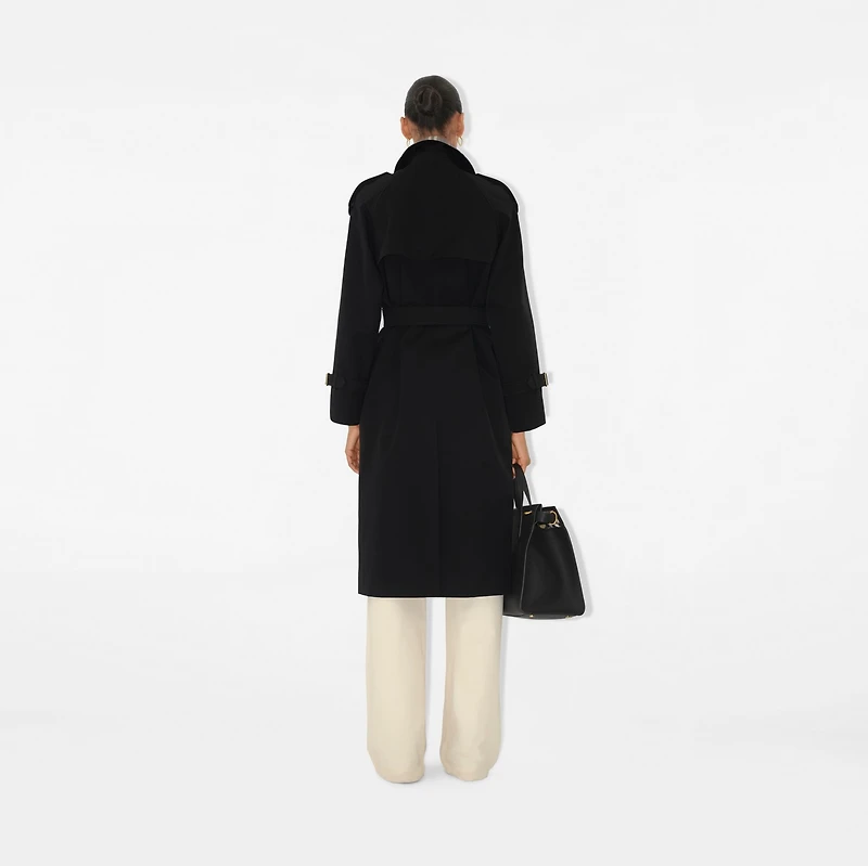 Long Check Collar Castleford Trench Coat in Black - Women, Cotton | Burberry® Official