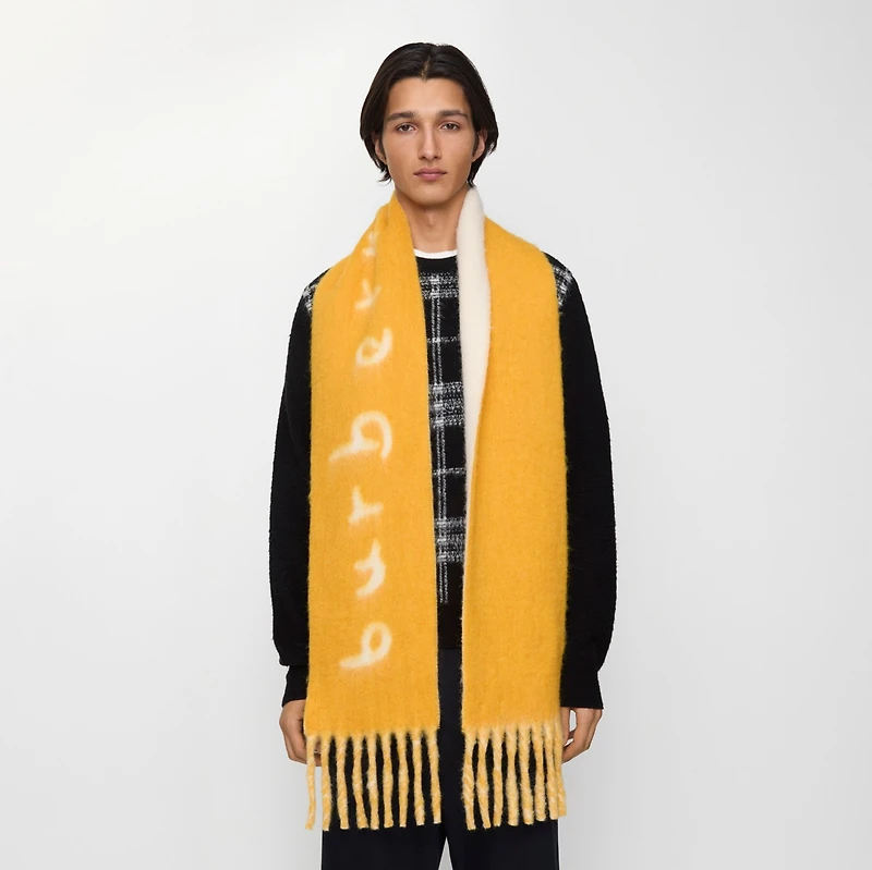 Reversible Logo Alpaca Wool Blend Scarf in Crown yellow | Burberry® Official