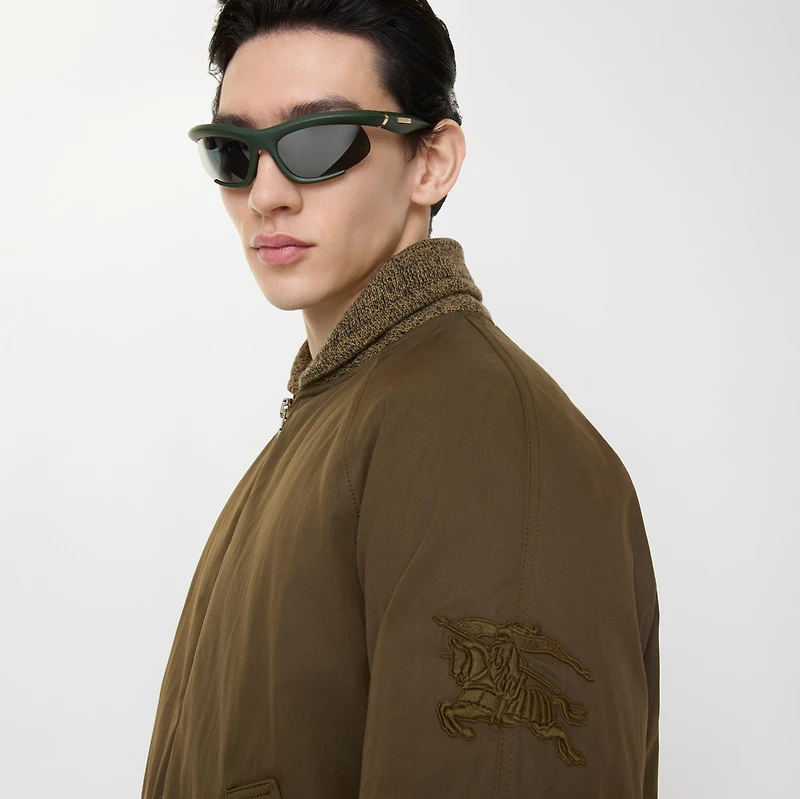 Gabardine Bomber Jacket in Thorn green - Men, Cotton Gabardine | Burberry® Official