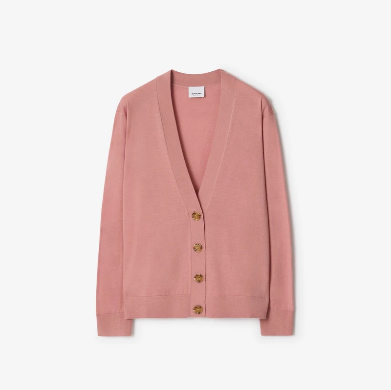 Wool Cardigan in Dusty pink - Women | Burberry® Official
