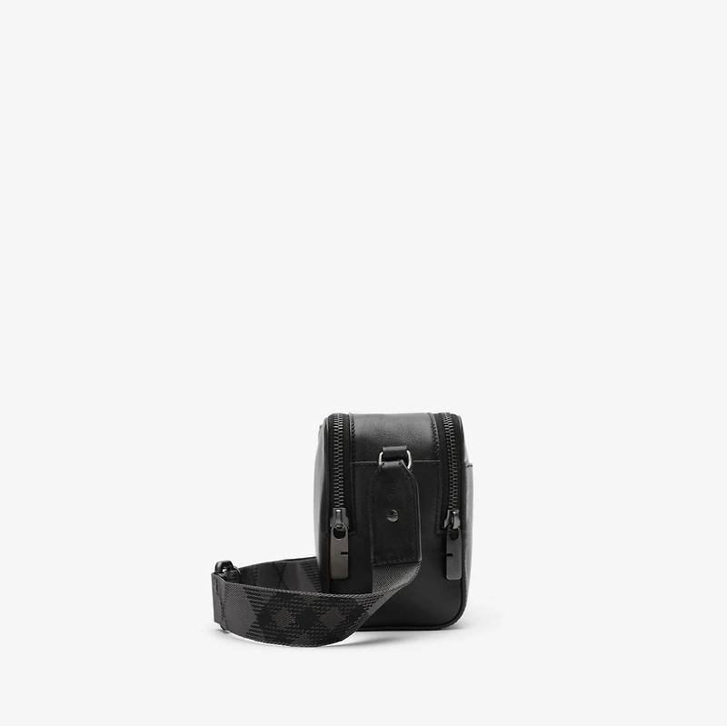 Pop Check Crossbody Bag in Black/iron grey - Men, Leather | Burberry® Official