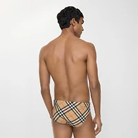 Check Swim Briefs in Sand beige - Men, Nylon | Burberry® Official