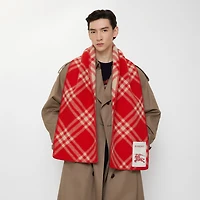 Check Wool Scarf in Crayon red | Burberry® Official