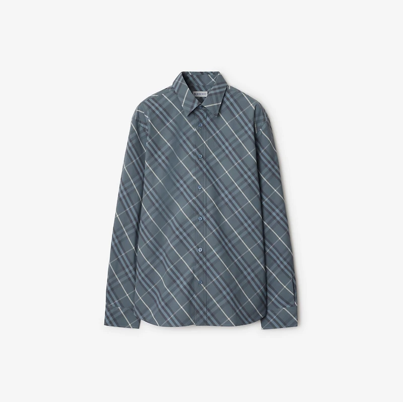 Regular Fit Check Cotton Shirt in Pewter - Men | Burberry® Official