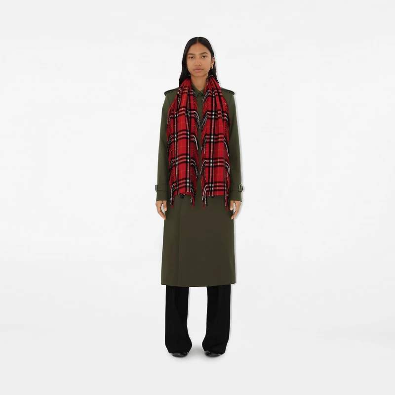 Check Cashmere Happy Scarf in Currant | Burberry® Official