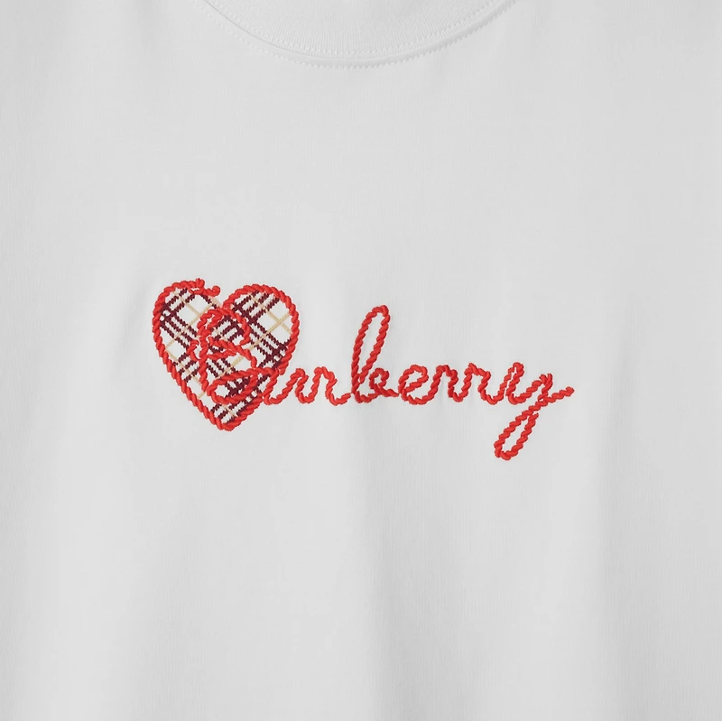 Heart Logo Cotton T-shirt in Chalk white - Women | Burberry® Official