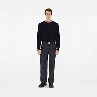 Check Trim Wool Sweater in Black - Men | Burberry® Official