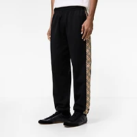 Check Trim Cotton Jogging Pants in Black - Men | Burberry® Official