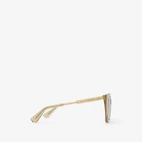 Check Engraved Square Sunglasses​ in Light beige - Women | Burberry® Official