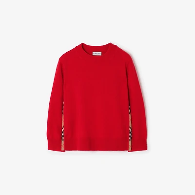 Check Patch Wool Cashmere Sweater in Pillar red | Burberry® Official