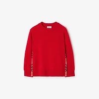 Check Patch Wool Cashmere Sweater in Pillar red | Burberry® Official