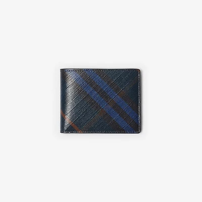 Check Slim Bifold Wallet in Midnight - Men, Cotton, Linen | Burberry® Official