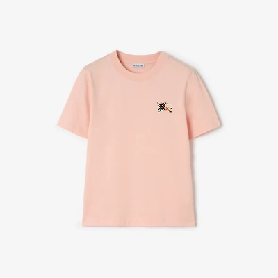 Knight Check Cotton T-shirt in Compact pink - Women | Burberry® Official