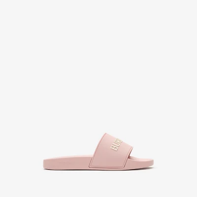 Logo Slides in Candy pink/dove beige - Women | Burberry® Official