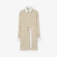 Striped Silk Poplin Shirt Dress in Dune beige/chalk white - Women | Burberry® Official