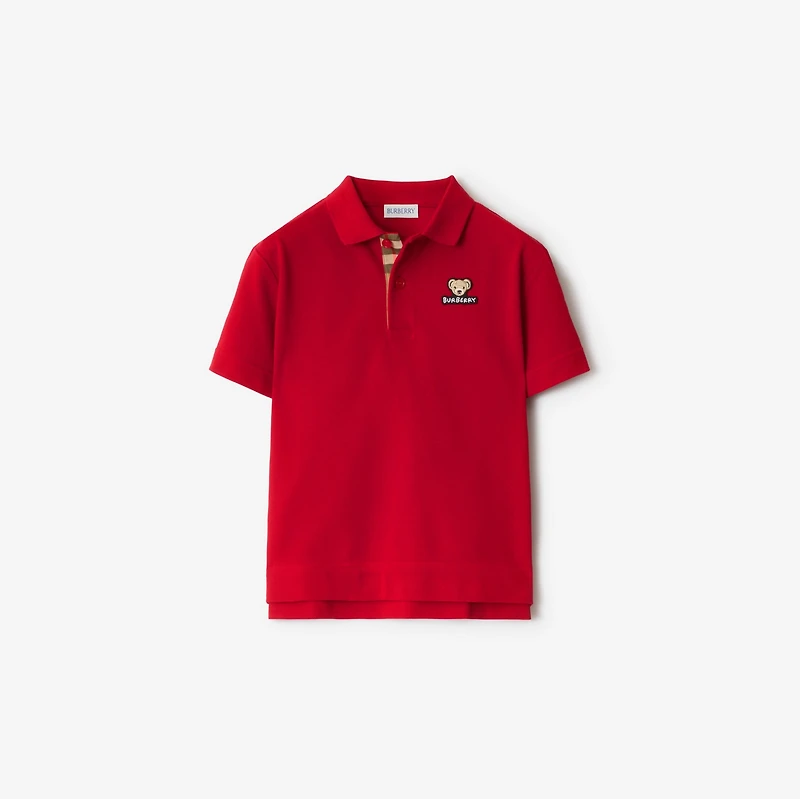 Cotton Polo Shirt in Poppy red | Burberry® Official