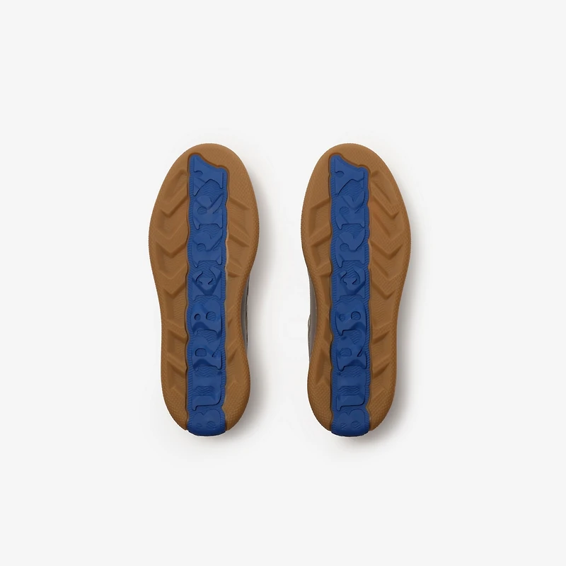 Leather, Suede and Check Terrace Sneakers​ in Tower grey/sand beige - Men | Burberry® Official