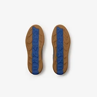 Leather, Suede and Check Terrace Sneakers​ in Tower grey/sand beige - Men | Burberry® Official