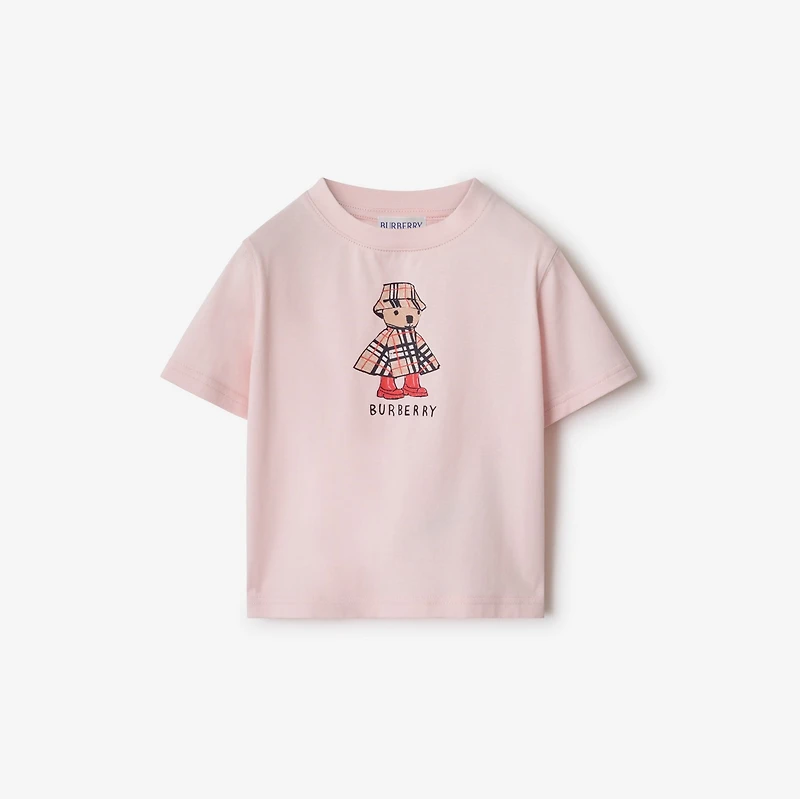 Rainy Day Bear Cotton T-shirt in Ice pink | Burberry® Official