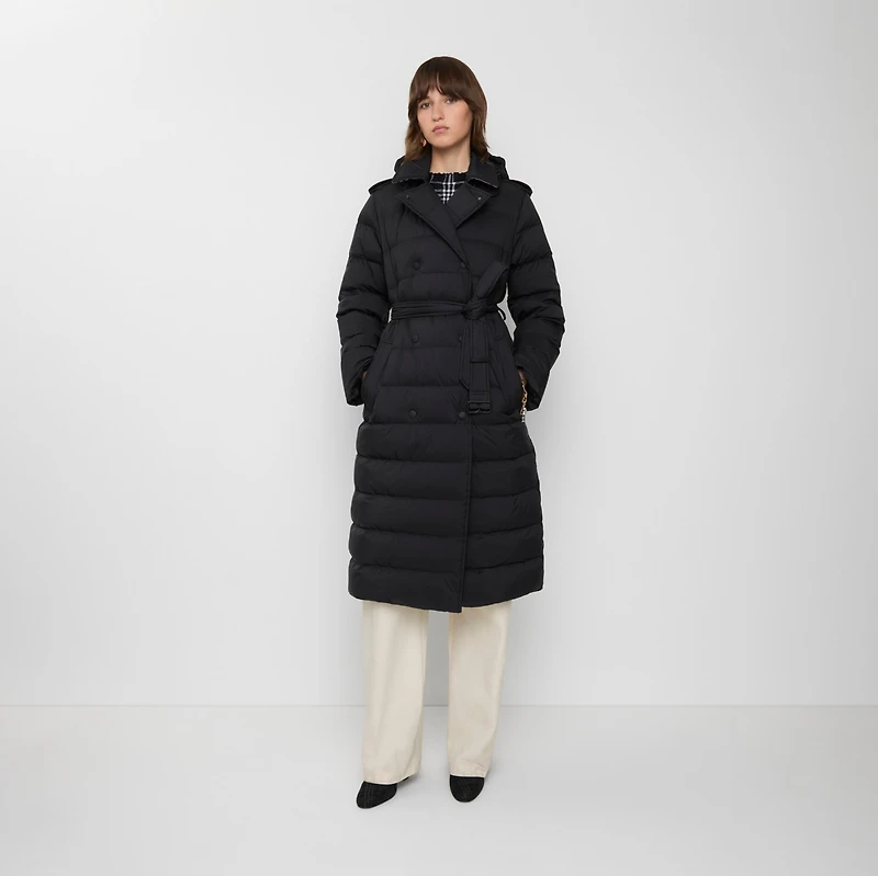 Long Nylon Hooded Puffer Coat in Black - Women | Burberry® Official