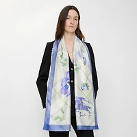 Wide Watercolour Check Silk Scarf in Cornflower blue | Burberry® Official