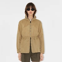 Short Checker-tape Nylon Parka in Flax - Women | Burberry® Official