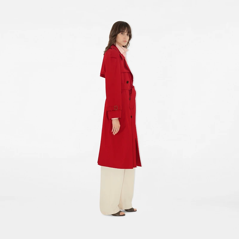 Long Castleford Trench Coat in Currant - Women, Cotton | Burberry® Official