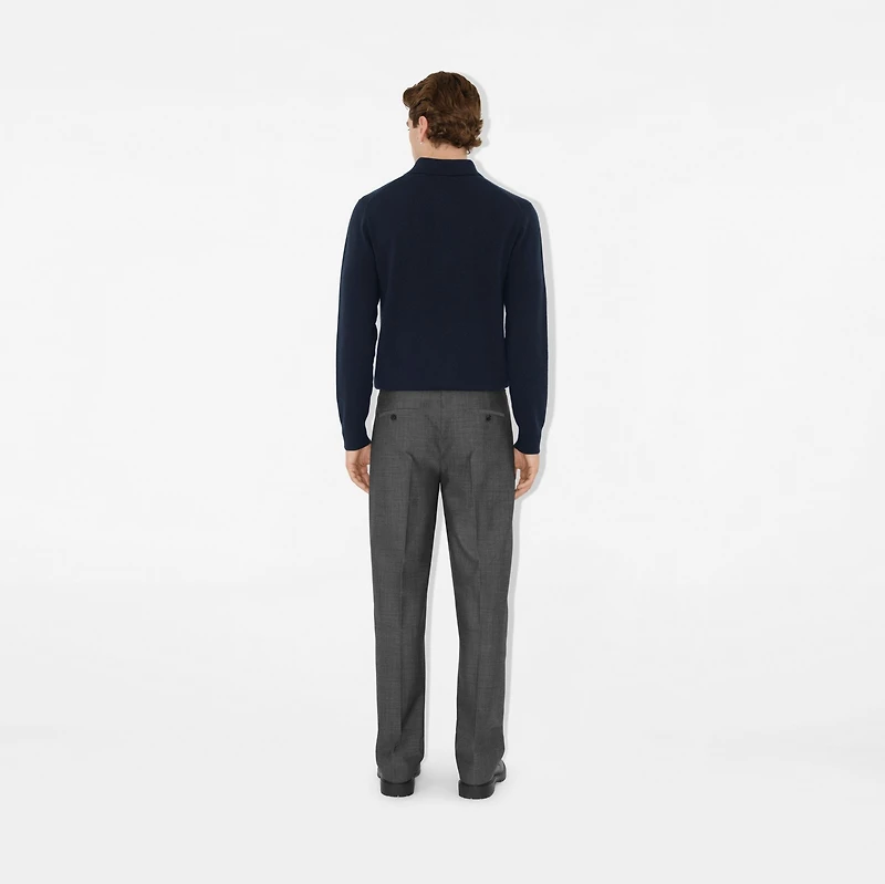 Long-sleeve Cashmere Blend Polo Shirt in Navy - Men | Burberry® Official
