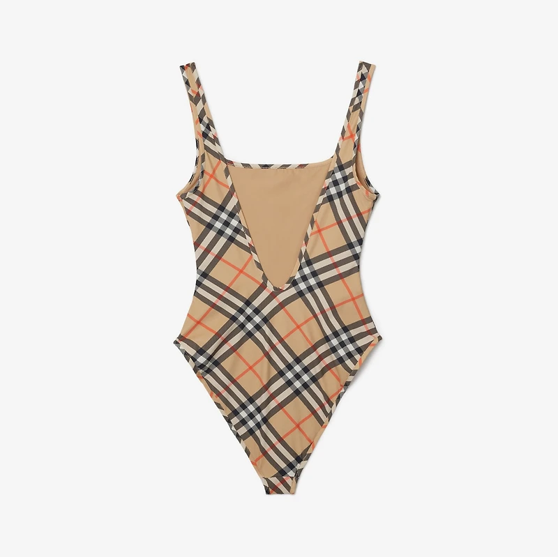 Check Swimsuit in Sand - Women | Burberry® Official