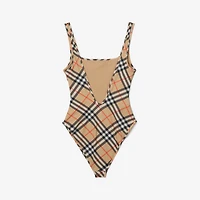 Check Swimsuit in Sand - Women | Burberry® Official