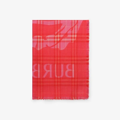 Wide EKD Check Wool Silk Scarf in Glaze pink | Burberry® Official