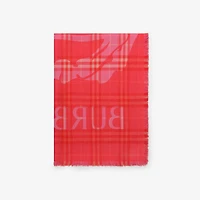 Wide EKD Check Wool Silk Scarf in Glaze pink | Burberry® Official