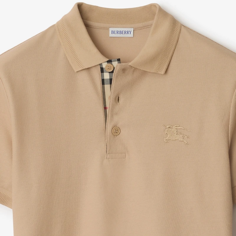 Cotton Polo Shirt in Soft fawn beige - Men | Burberry® Official