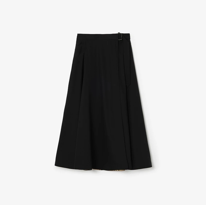 Wool Twill Midi Skirt in Black - Women | Burberry® Official