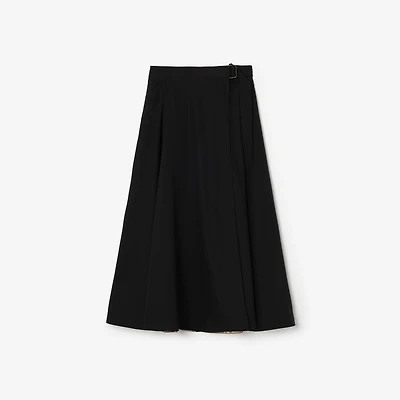 Wool Twill Midi Skirt in Black - Women | Burberry® Official