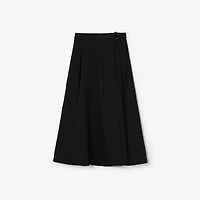 Wool Twill Midi Skirt in Black - Women | Burberry® Official