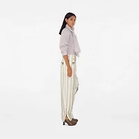 Striped Silk Blend Tailored Trousers in Cream/black - Women | Burberry® Official