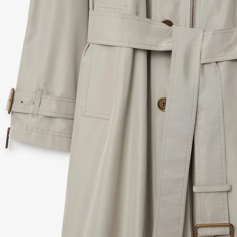 Long Silk Car Coat in Castle - Men | Burberry® Official
