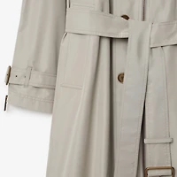Long Silk Car Coat in Castle - Men | Burberry® Official