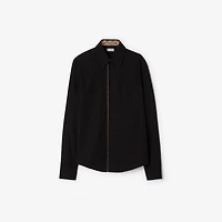 Check Piping Cotton Poplin Shirt in Black - Men | Burberry® Official