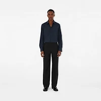 Slim Fit Stretch Cotton Shirt in Navy