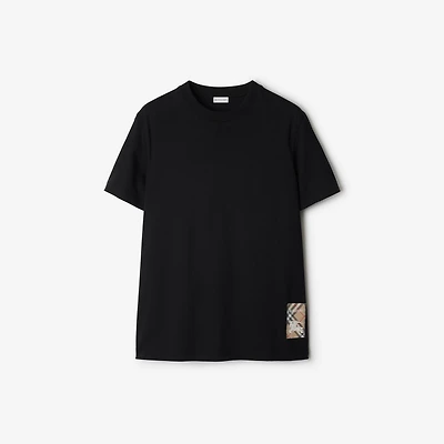 Check Label Cotton T-shirt in Black - Men | Burberry® Official