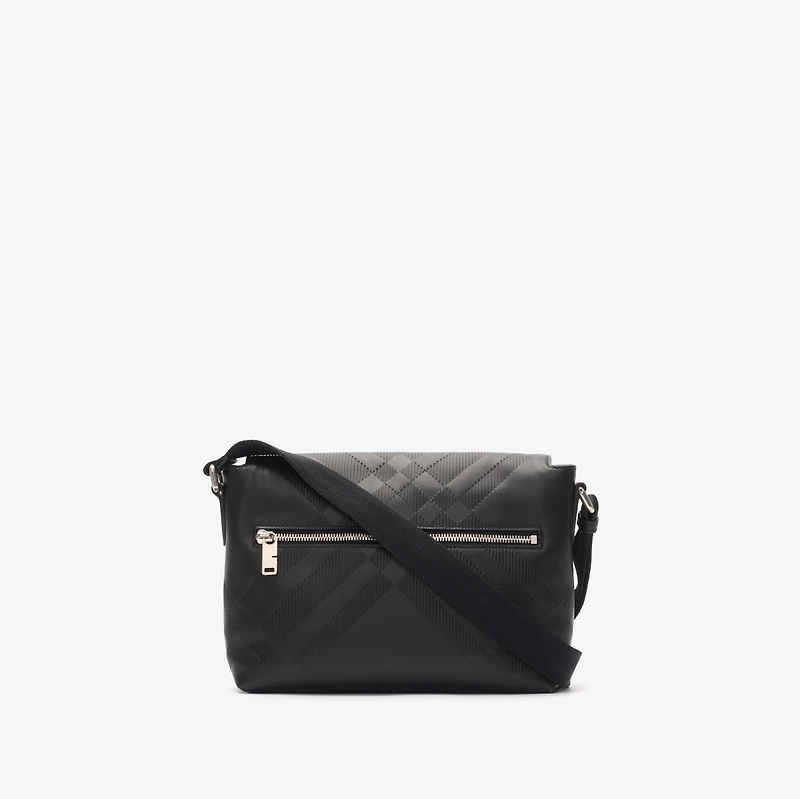 Small Embossed Check Buckled Messenger Bag​ in Black - Men | Burberry® Official