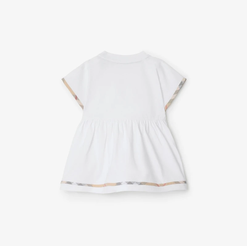 Check Trim Cotton Dress with Bloomers in White - Children | Burberry® Official