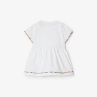 Check Trim Cotton Dress with Bloomers in White - Children | Burberry® Official