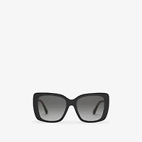 Oversized Check Square Sunglasses in Black - Women | Burberry® Official