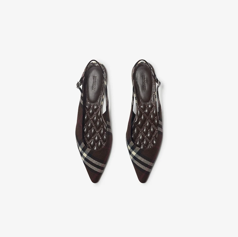 Check Dame Slingback Ballerinas​ in Mahogany brown - Women | Burberry® Official