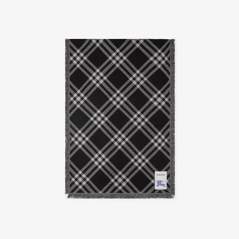 Wide Check Wool Silk Scarf in Black/calico | Burberry® Official