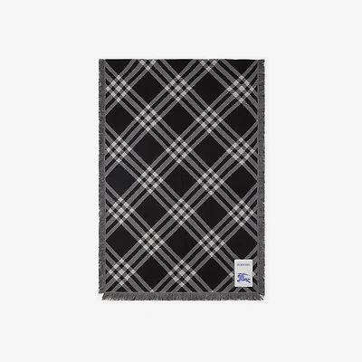 Wide Check Wool Silk Scarf in Black/calico | Burberry® Official